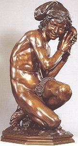 Carpeaux's Fisherboy - bronze with drape