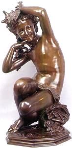 Carpeaux's Girl with Shell - bronze with drape