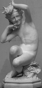 Carpeaux's Girl with Shell - marble nude - another black and white image