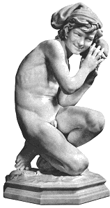 Carpeaux's Fisherboy - marble nude - black and white image